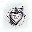 heart adn compass tattoo design idea
