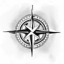 compass and heart tattoo design idea
