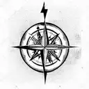 compass and heart tattoo design idea