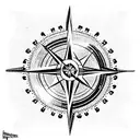 compass and heart tattoo design idea
