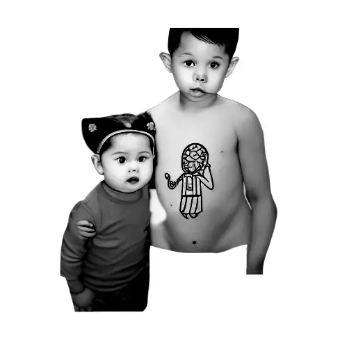 brother and little sister tattoo design idea