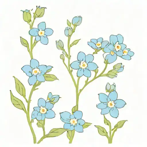 blue forget-me-nots. lots of tiny flowers, no/or very little leaves tattoo design idea