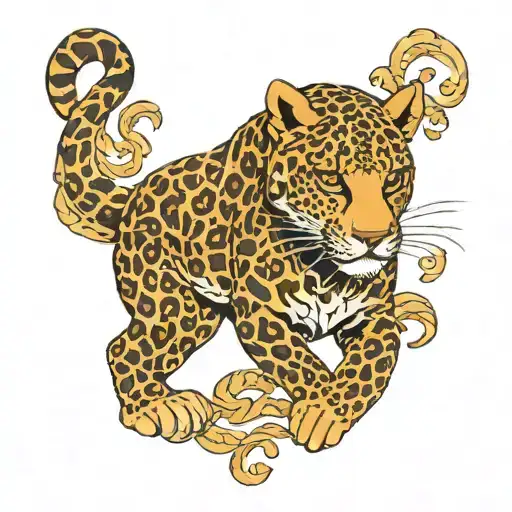 iranian leopard intertwined tattoo design idea