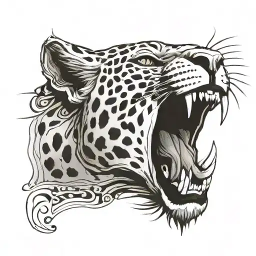 iranian leopard screaming  tattoo design idea