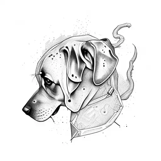 black dog surrendering tattoo design idea