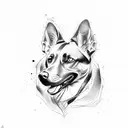 black dog surrendering tattoo design idea