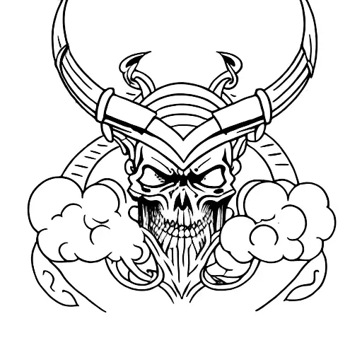 Dark fantasy, black metal, viking tattoo design idea
