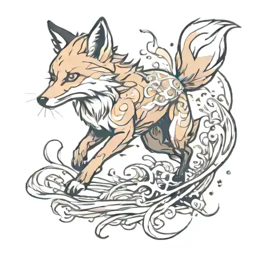 Fox running tattoo design idea