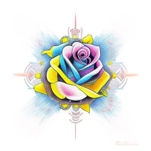 soleil croix rose famille  tattoo design idea