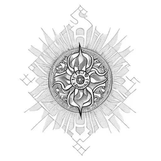 soleil croix rose famille  tattoo design idea