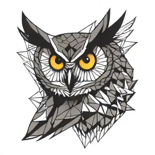 geometric owl for forearm tattoo design idea