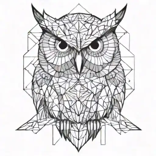 geometric owl for forearm tattoo design idea