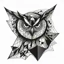 geometric owl for forearm tattoo design idea