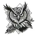 geometric owl for forearm tattoo design idea