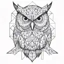 geometric owl for forearm tattoo design idea