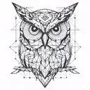 geometric owl for forearm tattoo design idea