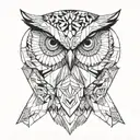 geometric owl for forearm tattoo design idea