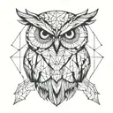 geometric owl for forearm tattoo design idea