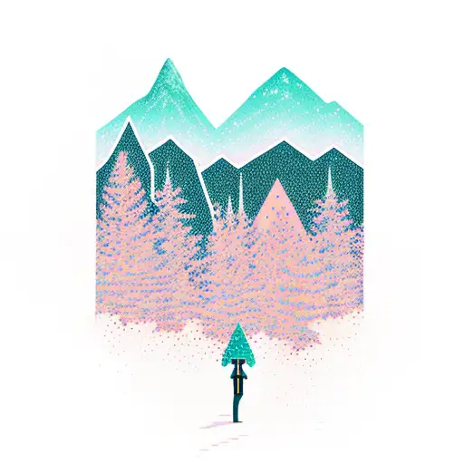 Forrest thag leads up to mountains tattoo design idea