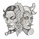 double face good and bad tattoo design idea