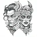 double face good and bad tattoo design idea