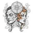 double face good and bad tattoo design idea