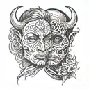 double face good and bad tattoo design idea