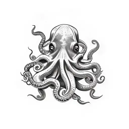 An octopus wrapping its tentacles around an old rusted anchor tattoo design idea