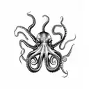 An octopus wrapping its tentacles around an old rusted anchor tattoo design idea