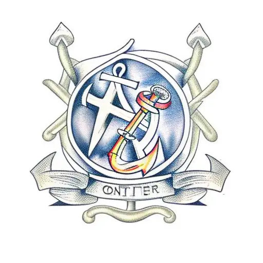 Ottinger, Anchor, Scroll, Cross, Dagger tattoo design idea