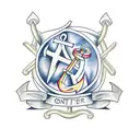 Ottinger, Anchor, Scroll, Cross, Dagger tattoo design idea