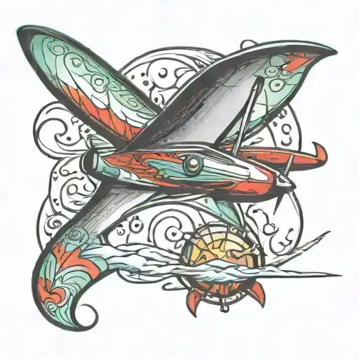 Lava lamp with a glider (sailplane) insde of it tattoo design idea
