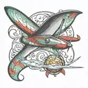 Lava lamp with a glider (sailplane) insde of it tattoo design idea