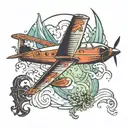 Lava lamp with a glider (sailplane) insde of it tattoo design idea