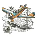 Lava lamp with a glider (sailplane) insde of it tattoo design idea