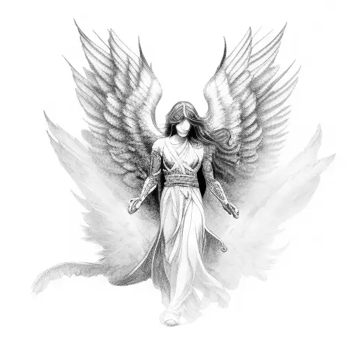 male angel with one wing tattoo design idea