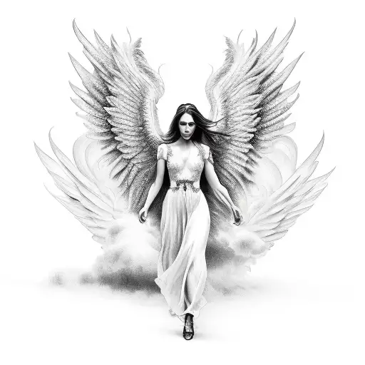 male angel with one wing tattoo design idea