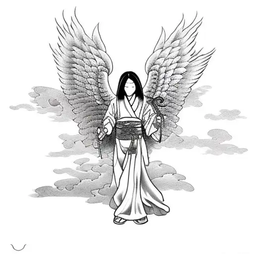 male angel with one wing tattoo design idea