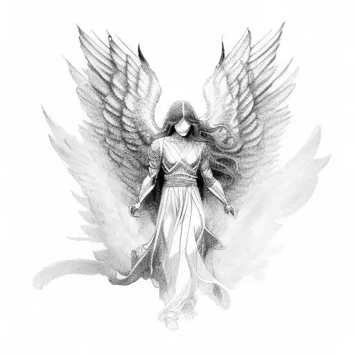 male angel with one wing tattoo design idea