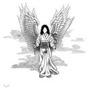 male angel with one wing tattoo design idea