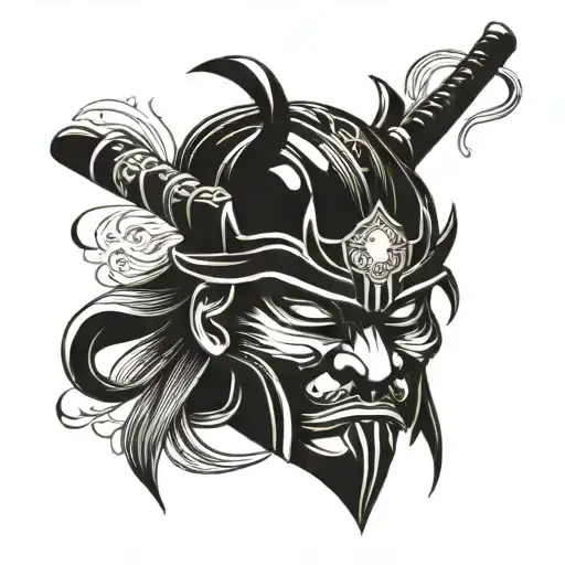 Japanese samurai mask tattoo design idea