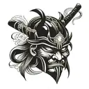 Japanese samurai mask tattoo design idea
