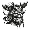 Japanese samurai mask tattoo design idea