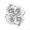 happy dragon yin yang tattoo design idea