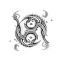 happy dragon yin yang tattoo design idea