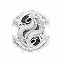 happy dragon yin yang tattoo design idea
