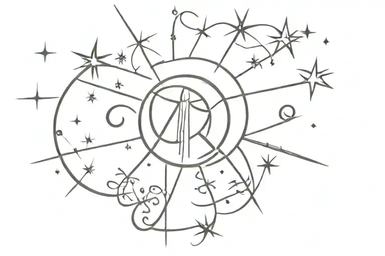 Exaggerated script font; “Radiant Spirit” with  little cross star style around it tattoo design idea