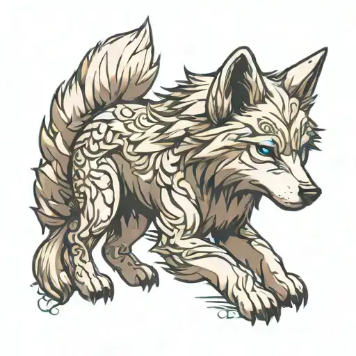 fur baby wolf tattoo design idea
