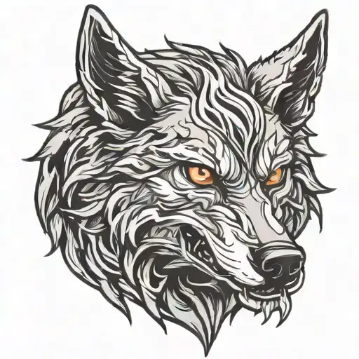 Evil wolf head tattoo design idea