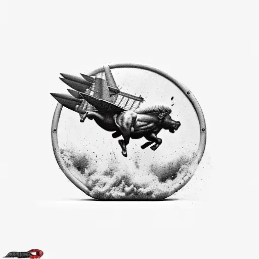 raging bull tearing through Air Force tank patch tattoo design idea